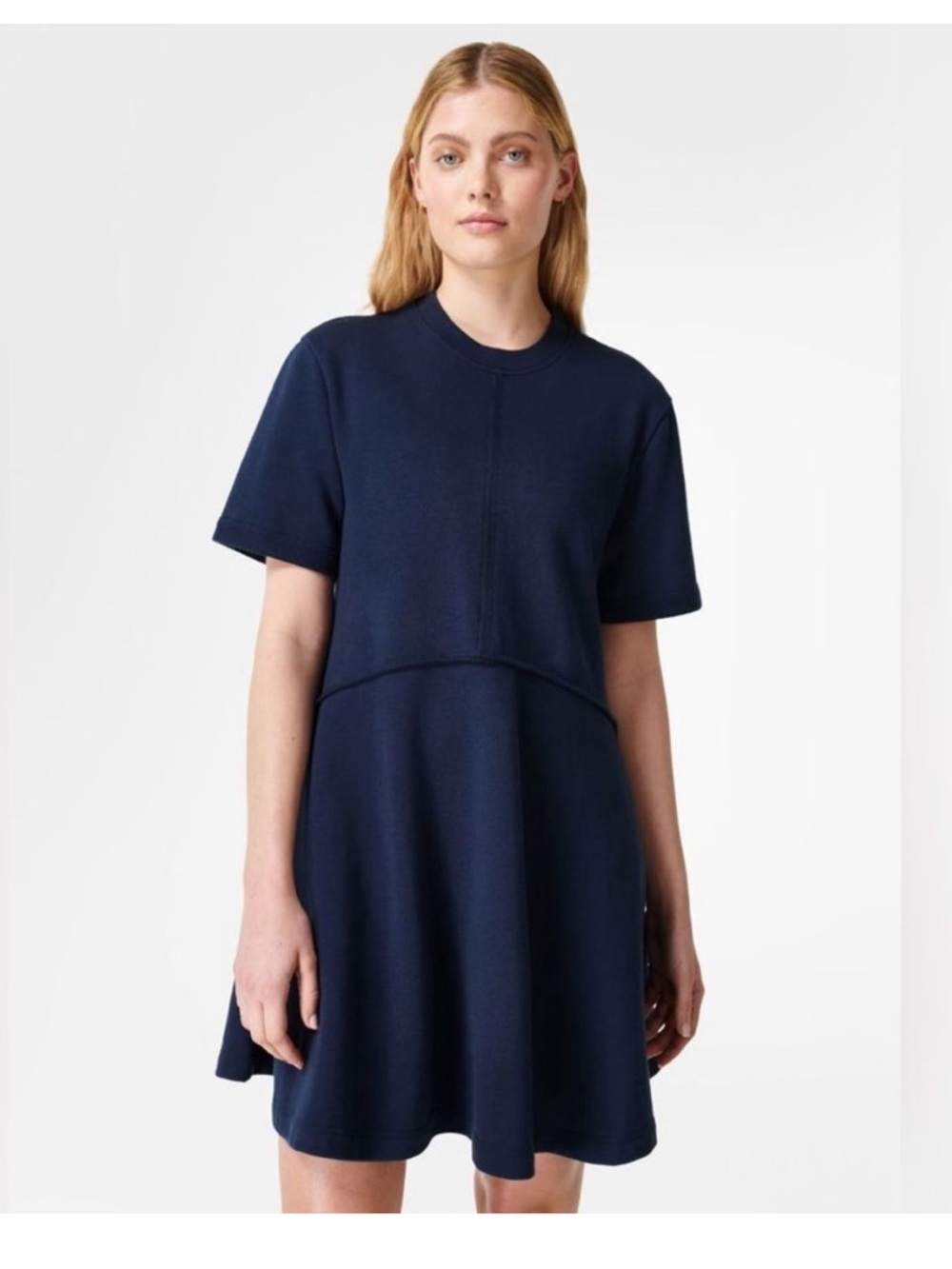 SWEAT BETTY REVIVE RELAXED TEE SHIRT DRESS IN DARK BLUE SIZE 12